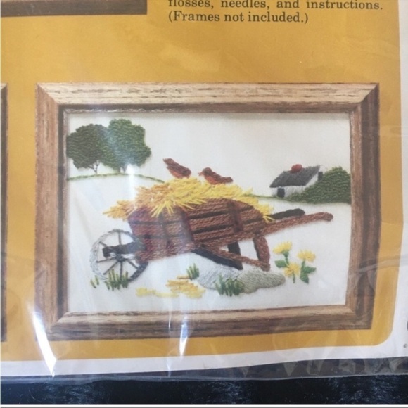 THE CREATIVE CIRCLE Stitchery Kit Plow & Wheelbarrow Wall Hangings - Picture 3 of 7